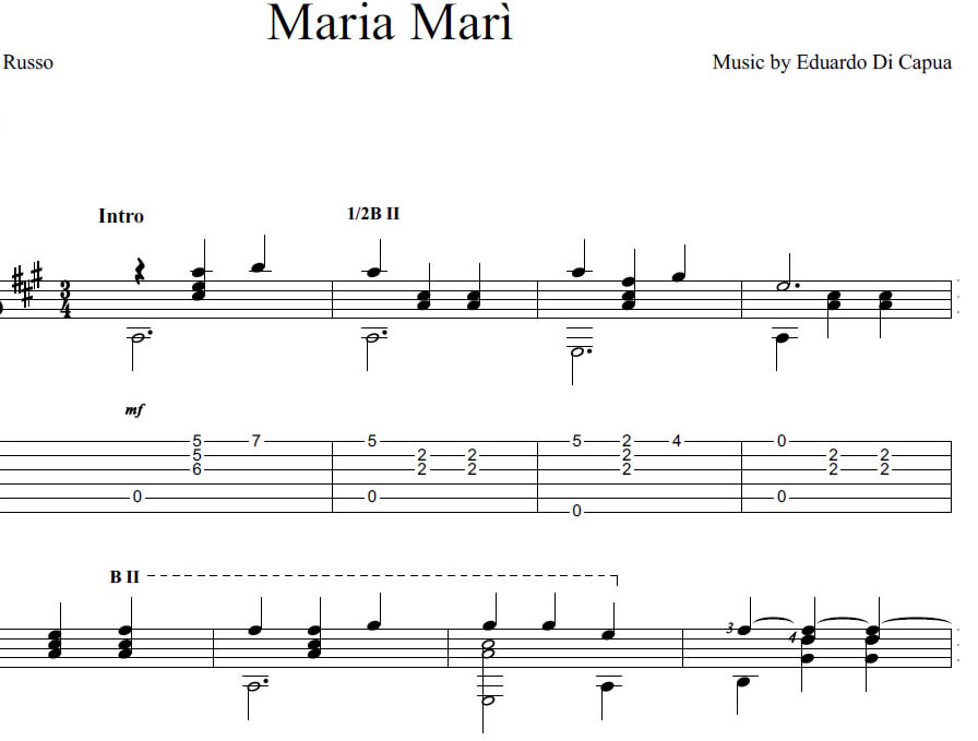 Maria Mari Canzone napoletana spartito