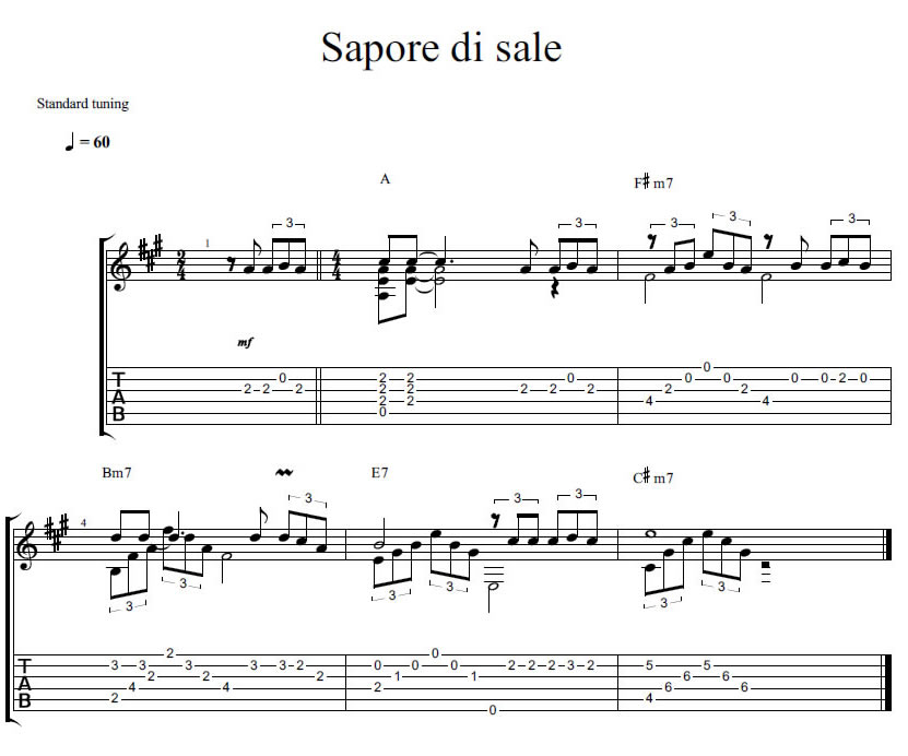 Sapore-di-sale-Gino-Paoli-arrangiamento-chitarra-e-spartito